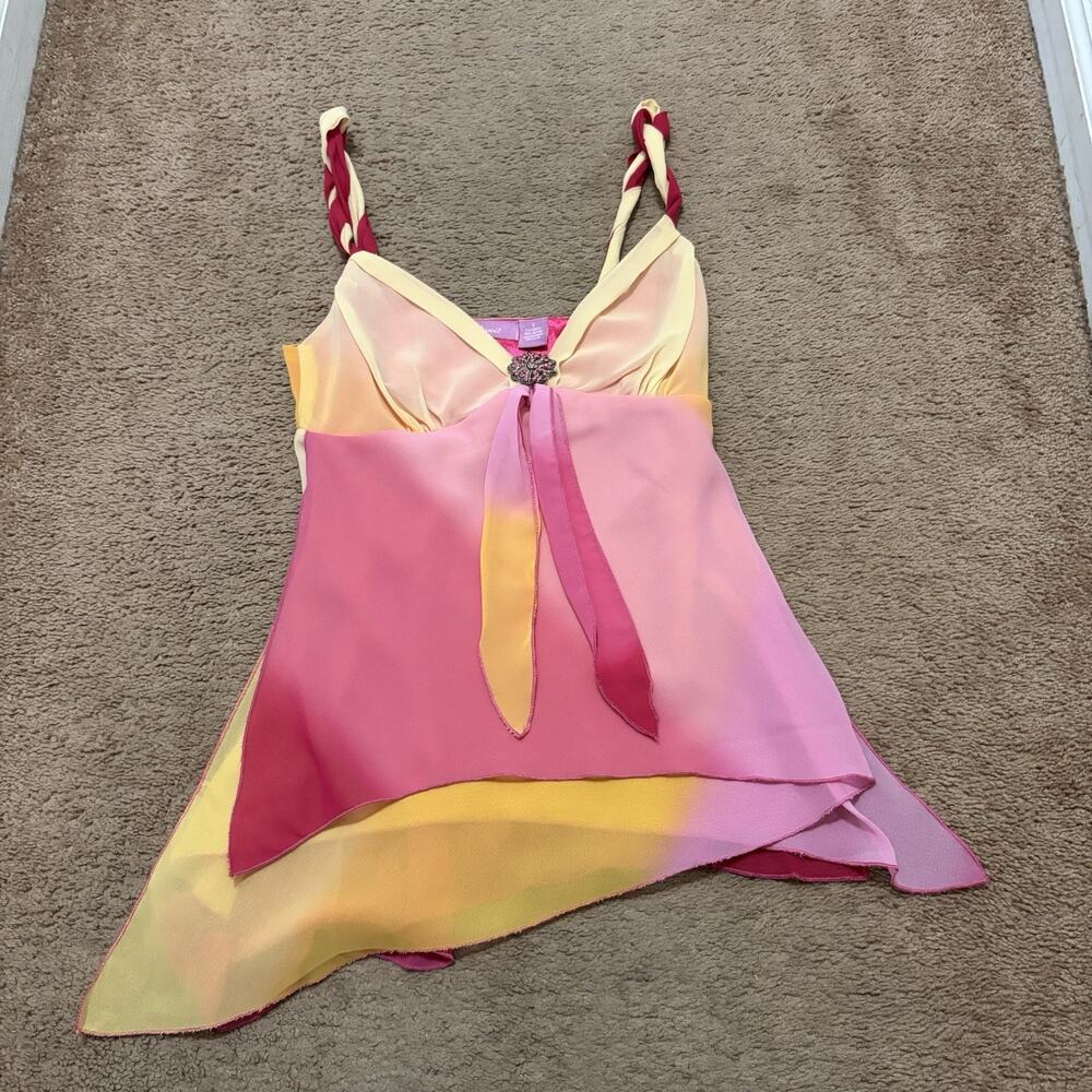 Speed Limit Y2K Fairycore Top Flowy Pink Yellow Size Small
